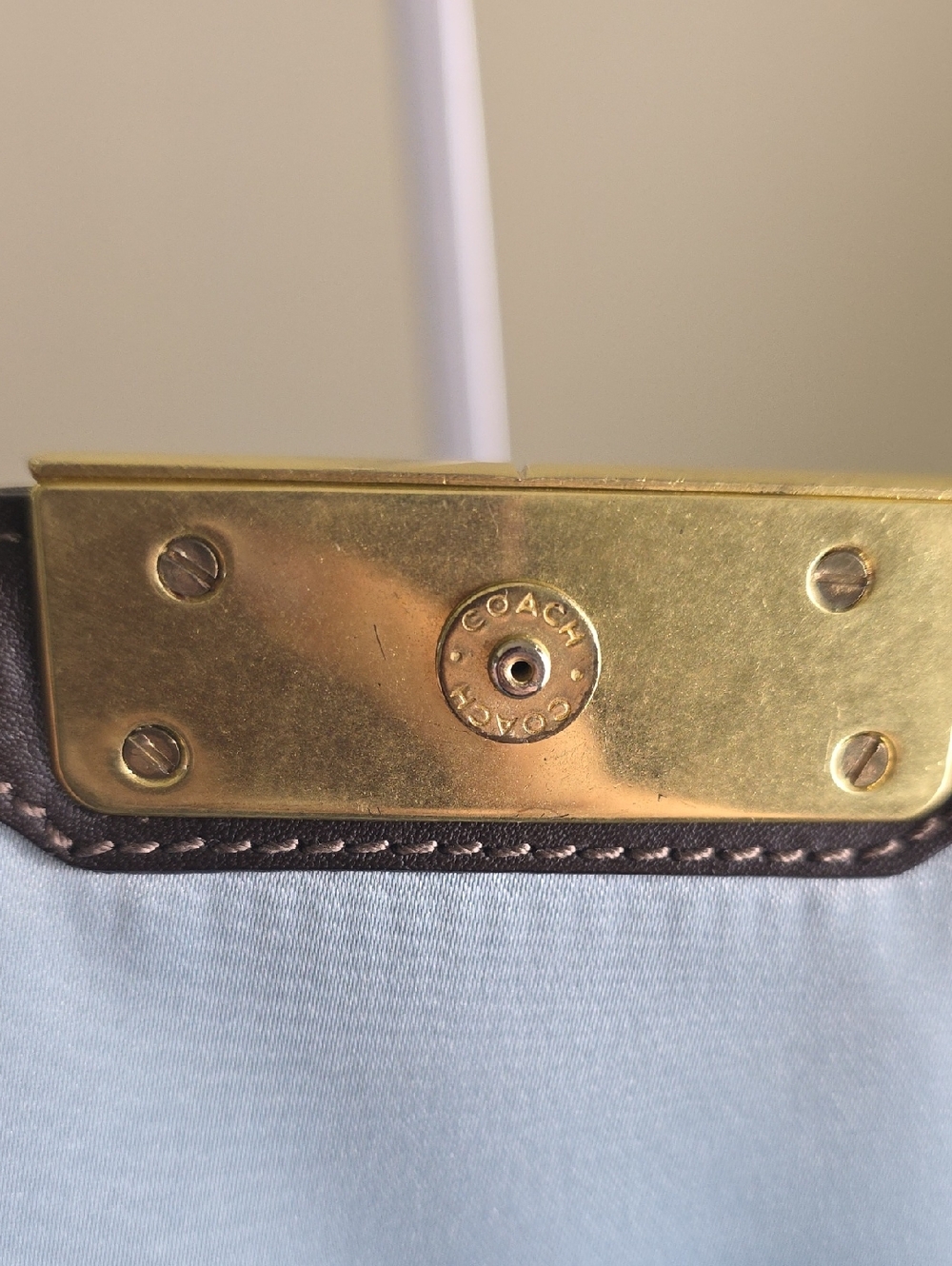 COACH Kristin Signature Fabric/Mahogony Leather Trim Large Wristlet/Minibag EUC - Picture 12 of 16